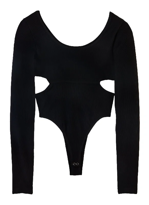 black-solid-cut-out-detail-long-sleeve-bodysuit-3405075176320