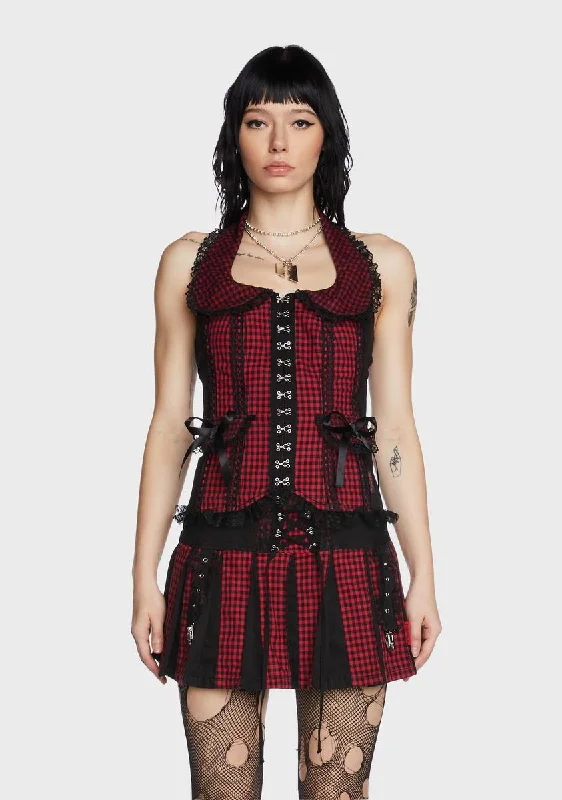 Black And Red Bo Peep Halter Corset