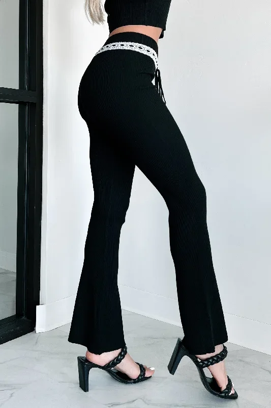 call-it-a-hunch-lace-trimmed-rib-knit-pants-black