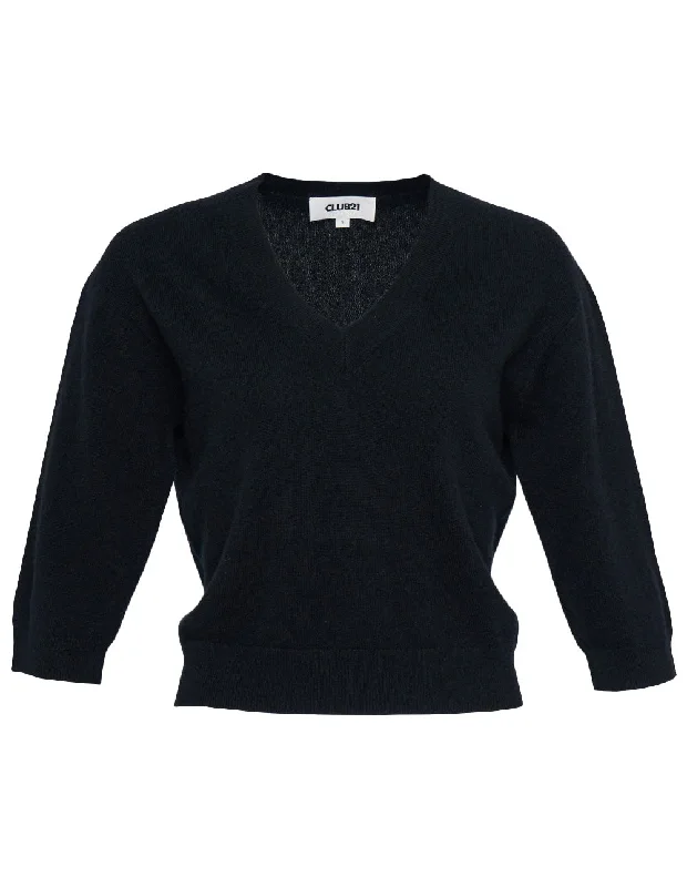 Recycled Cashmere V-Neck Cropped Sweater