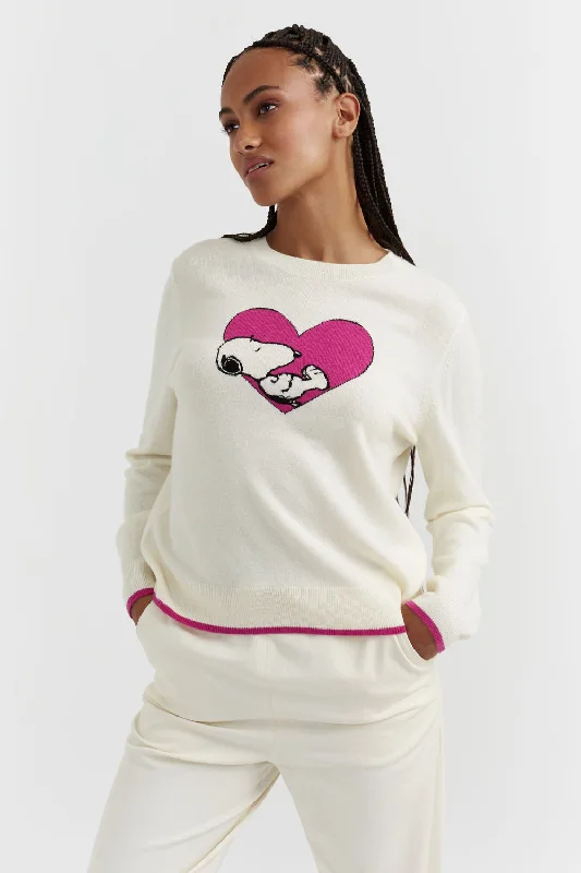 Cream Wool-Cashmere Snoopy Love Sweater