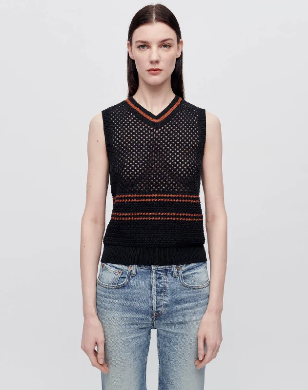 Crochet Mesh Vest - Black Combo