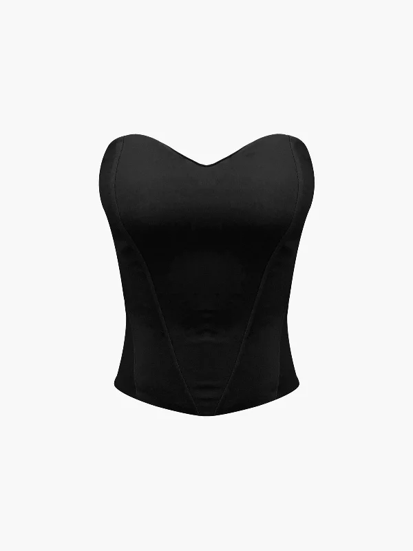 Cup Detail Zippered Tube Corset Top