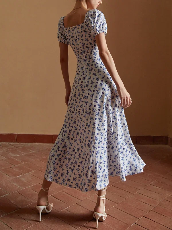 floral-knotted-split-long-dress