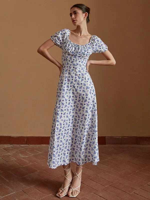 floral-knotted-split-long-dress