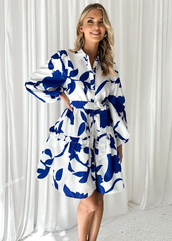 Freeda Dress - Blue Leaf