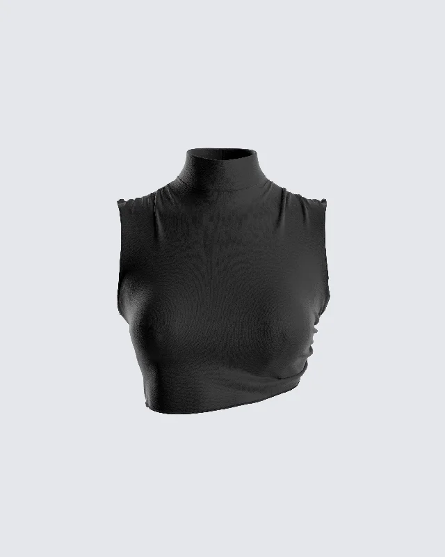 Freya Black Turtleneck Crop Top