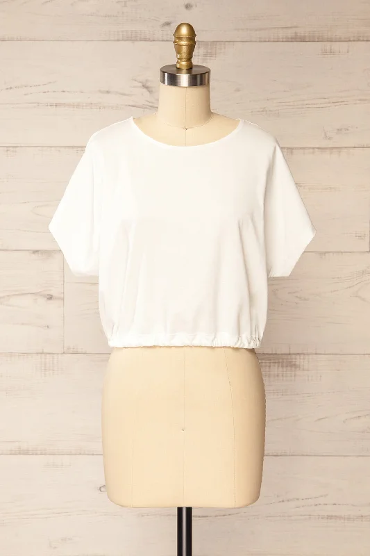 Haddington White | Cropped T-Shirt w/ Adjustable Waist