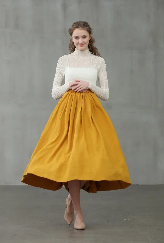 mustard-yellow-midi-linen-skirt-linennaive