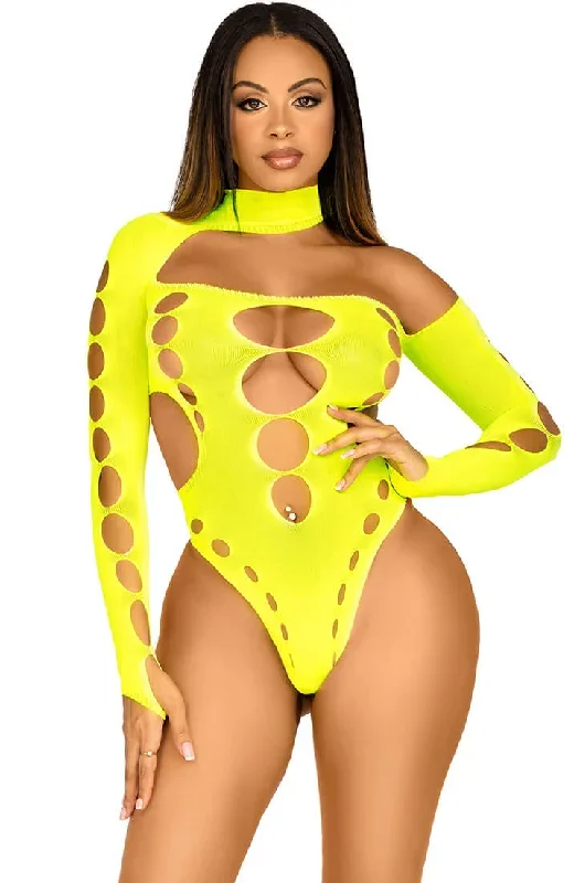 Neon yellow cut-out bodysuit - Drama Here I Come