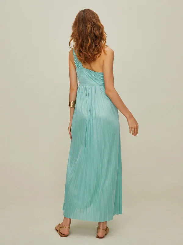 one-shoulder-cutout-pleated-dress