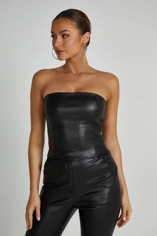 pamela-faux-leather-strapless-top-black