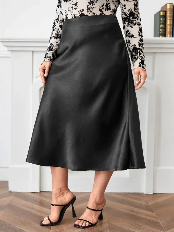 plus-size-black-1950s-a-line-satin-skirt