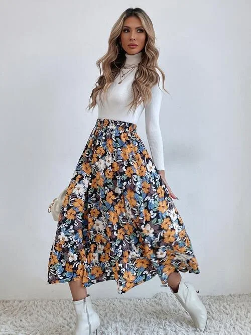 printed-ruffle-hem-midi-skirt