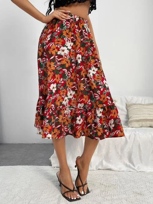 printed-ruffle-hem-midi-skirt