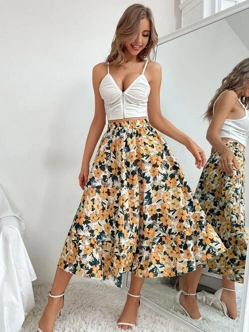 printed-ruffle-hem-midi-skirt