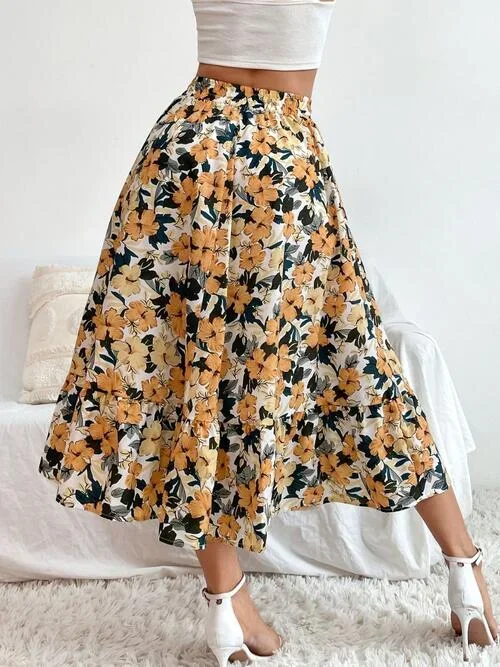 printed-ruffle-hem-midi-skirt