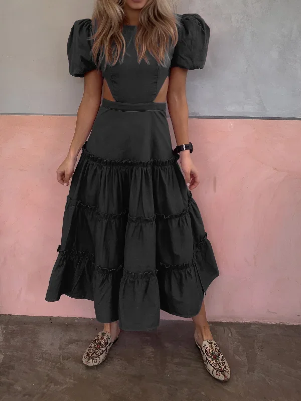 puff-sleeve-cutout-long-dress