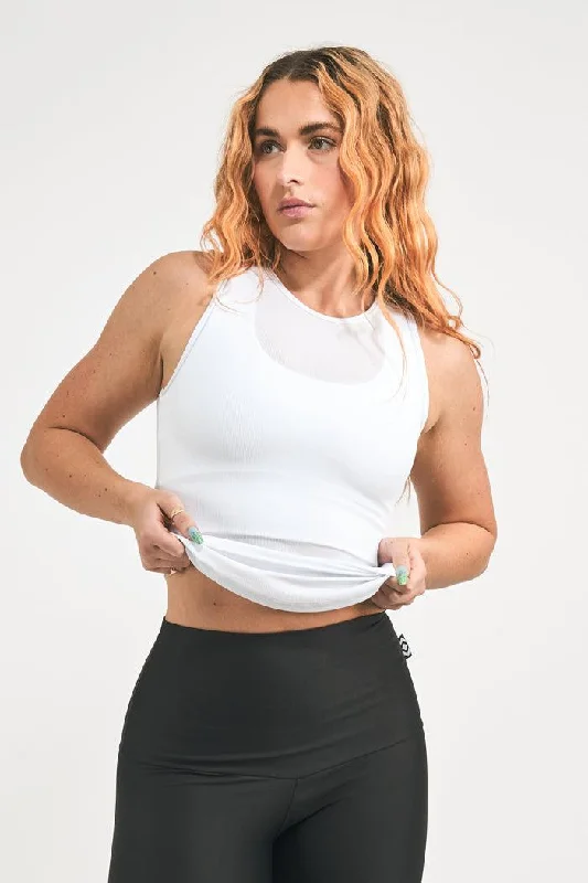 White Rib Knit - Fitted Tank