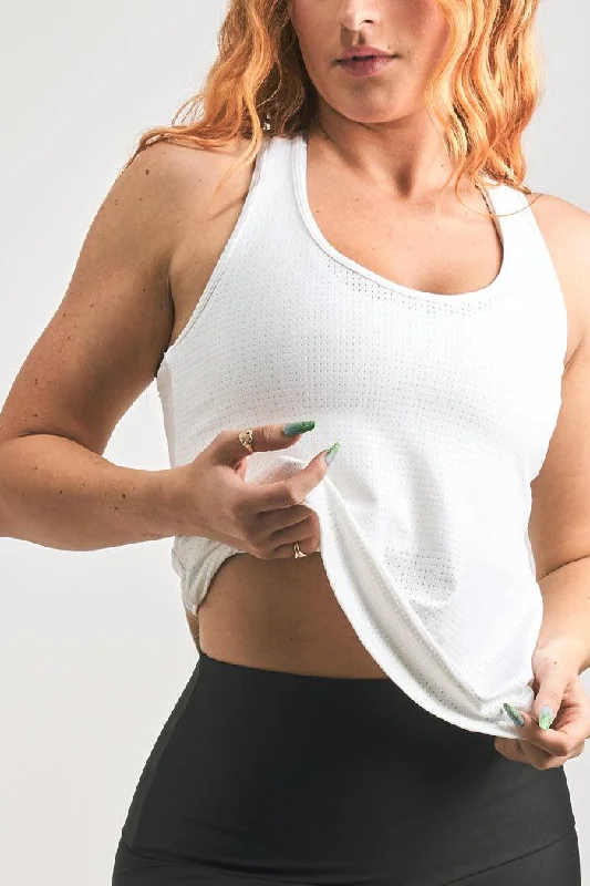 White Bball Mesh - Racer Back Tank Top