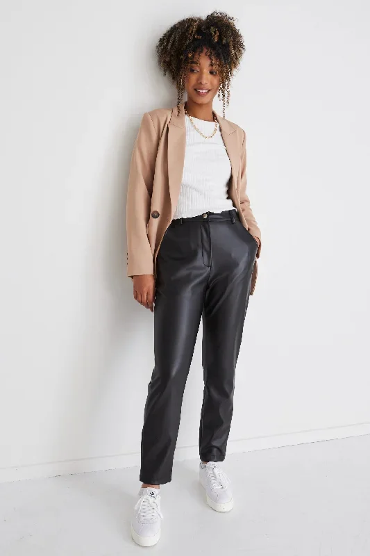 Rory Black Pleather Slim Leg Pant