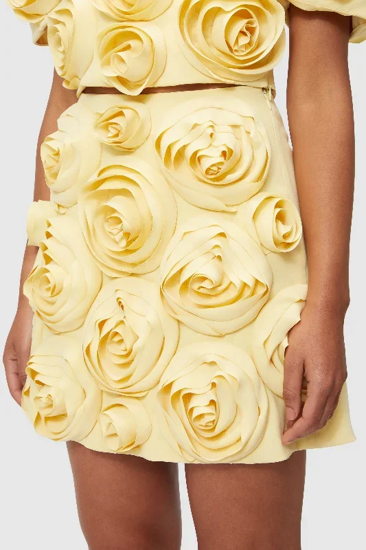 rose-applique-yellow-mini-skirt