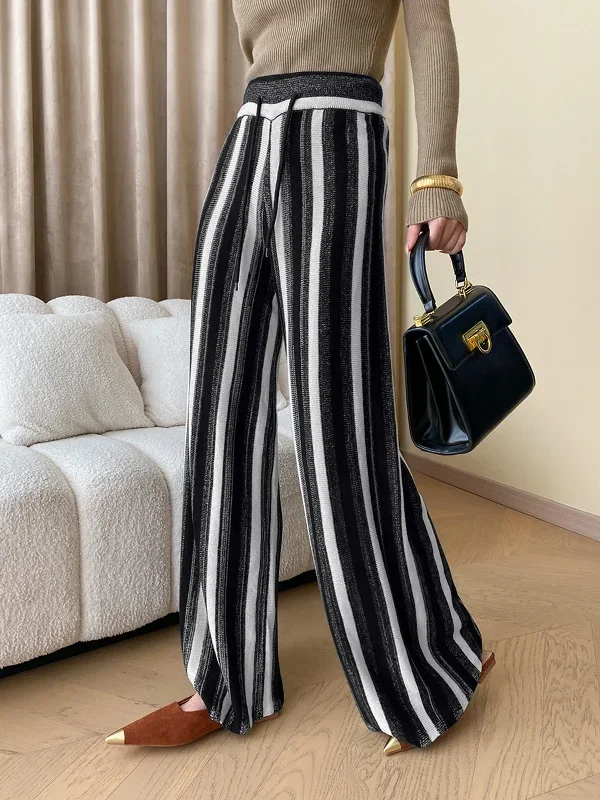 BerryBetty - Stripe Knit Wide Leg Pants