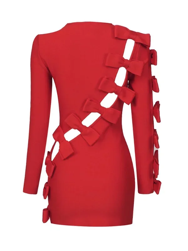 sunni-long-sleeve-bow-cutout-bandage-dress