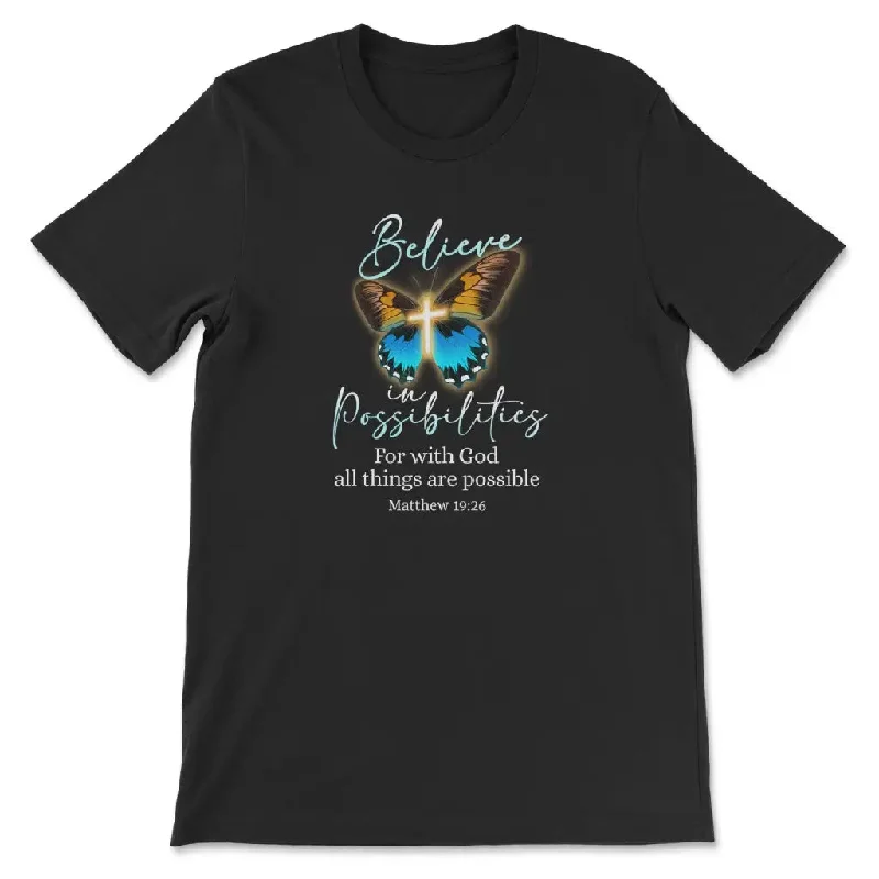 With God All Things Are Possible, Cross, Butterfly, T-shirt