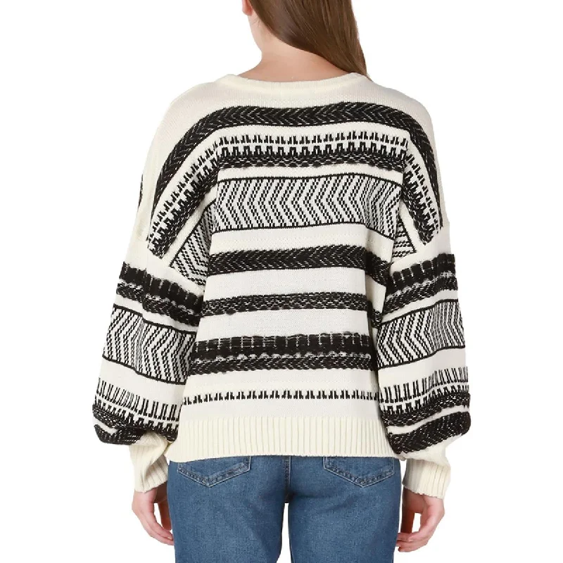 womens-aztec-print-crewneck-pullover-sweater