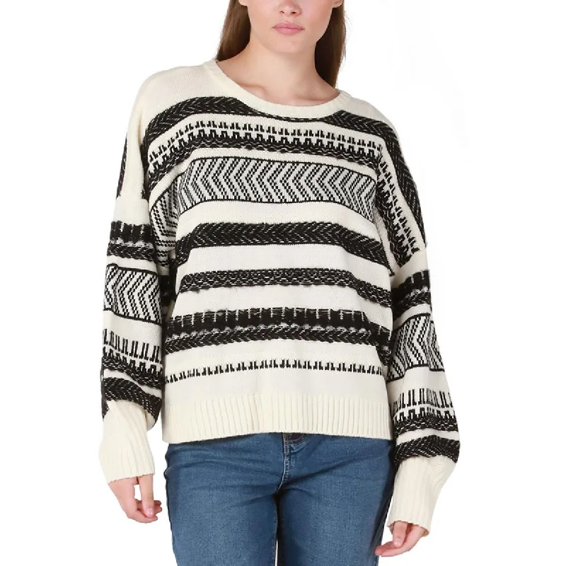 womens-aztec-print-crewneck-pullover-sweater