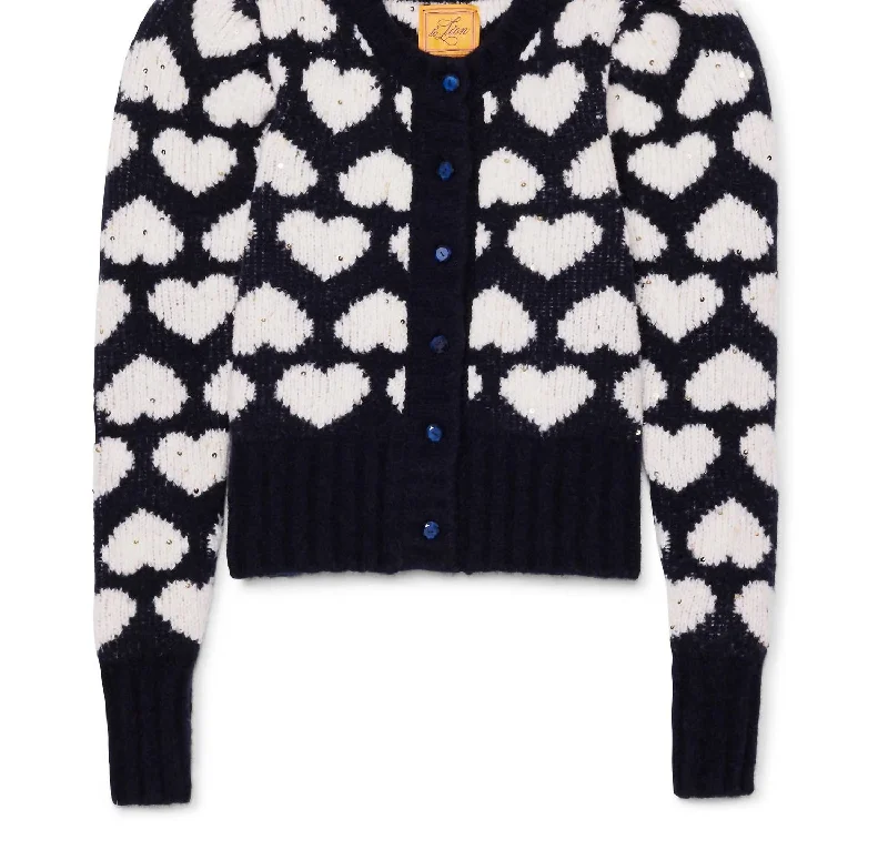 Women's Love Laurita Sequin Heart Sweater In Blue/white